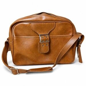 Vintage Brown Vinyl Leather Crossbody Bag Retro Messenger Bag WITH KEYS